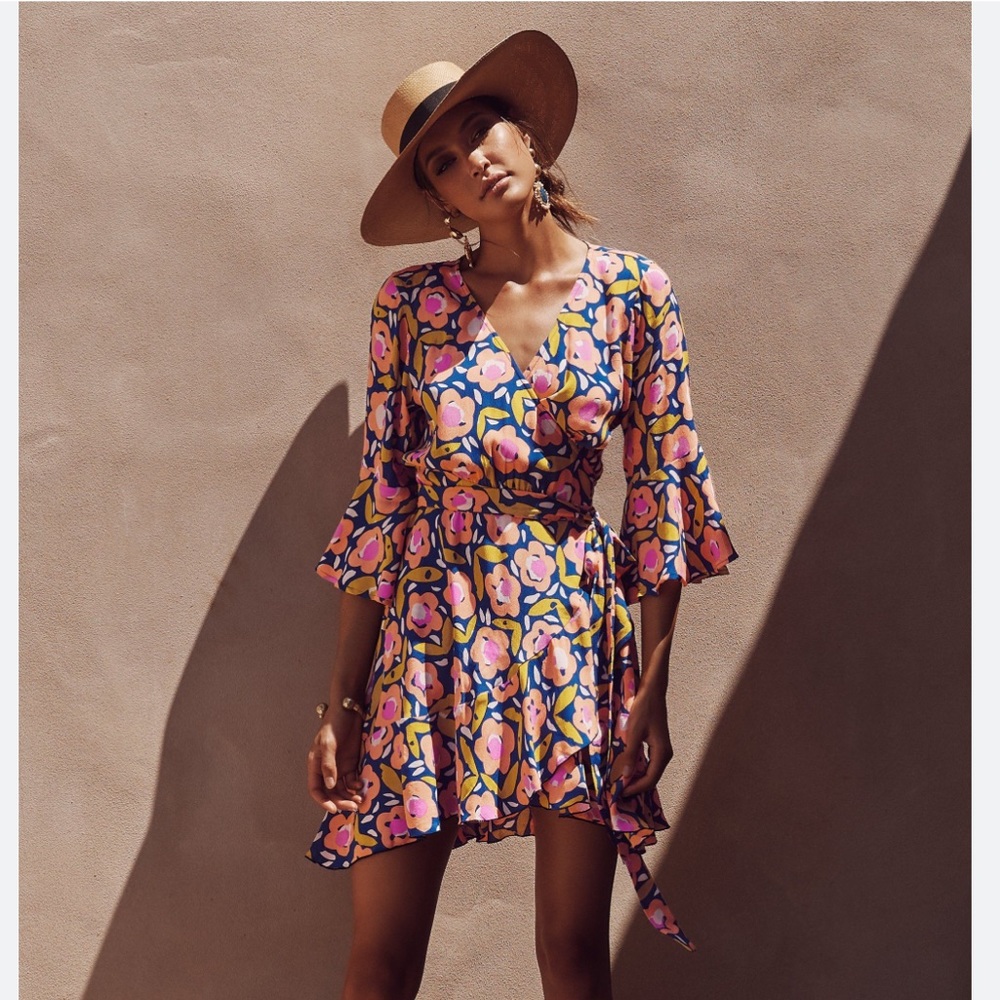 Mister Zimi Colette Floral Wrap Mini Dress in Bloom Sz US 4/AUS 8: like new!